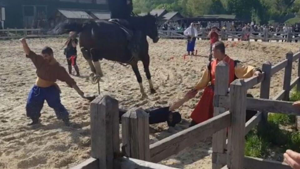 Поліцейського використали як перешкоду для коня