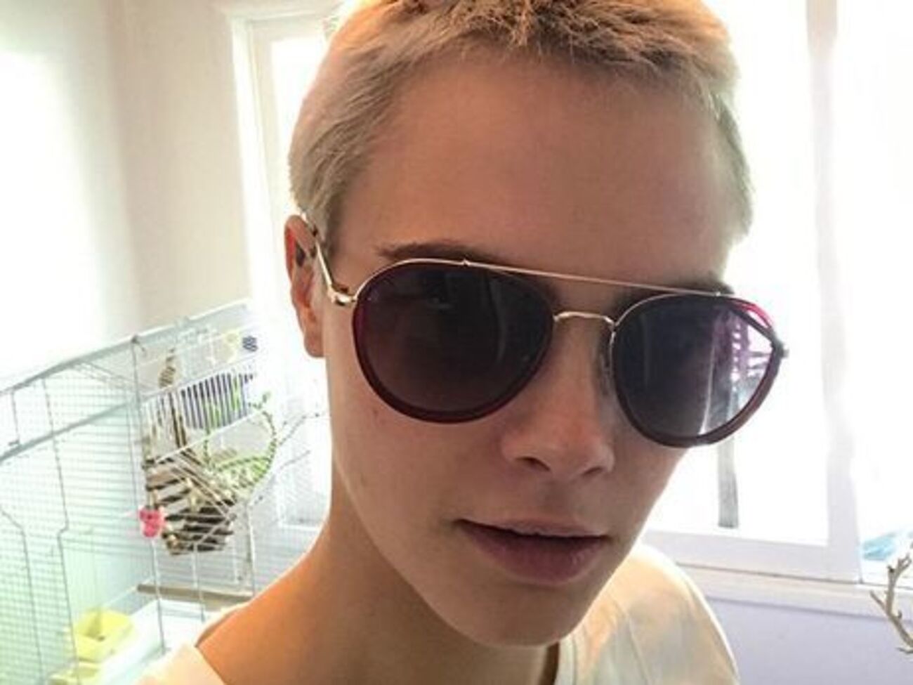 Делевинь показала, как поэтапно рисовали ее портрет