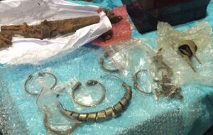 У гражданина одной из стран Балтии обнаружили ювелирные украшения и элементы старинного оружия