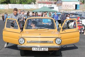 В автомобиль сумели поместиться 17 человек