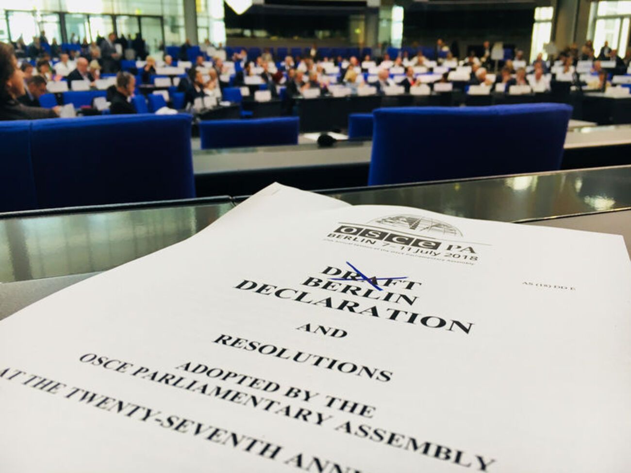 Берлінську декларацію було ухвалено на 27-й сесії Парламентської асамблеї ОБСЄ