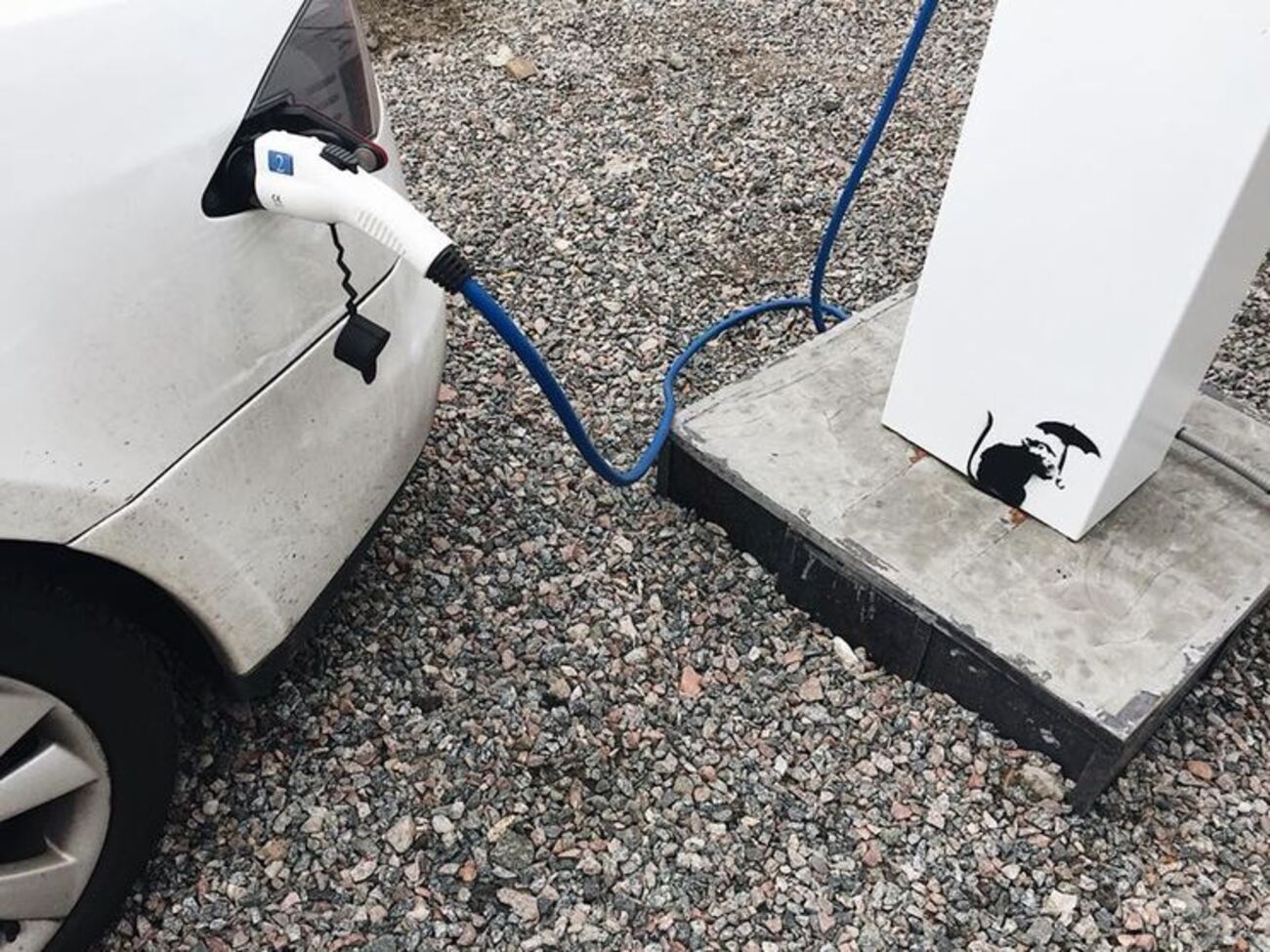 Один из рисунков нанесли на электрозаправку