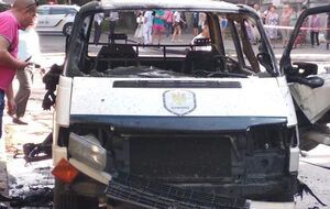 На взорванной машине был нанесен логотип батальона "Днепр"