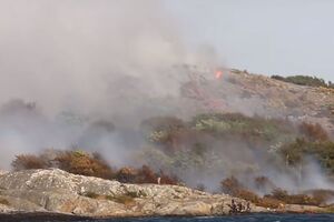 Во время пожара жителей острова эвакуировали