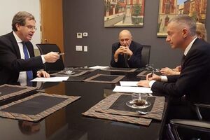 Lozhkin (on the right) was elected president of the Jewish Confederation of Ukraine in May 2018