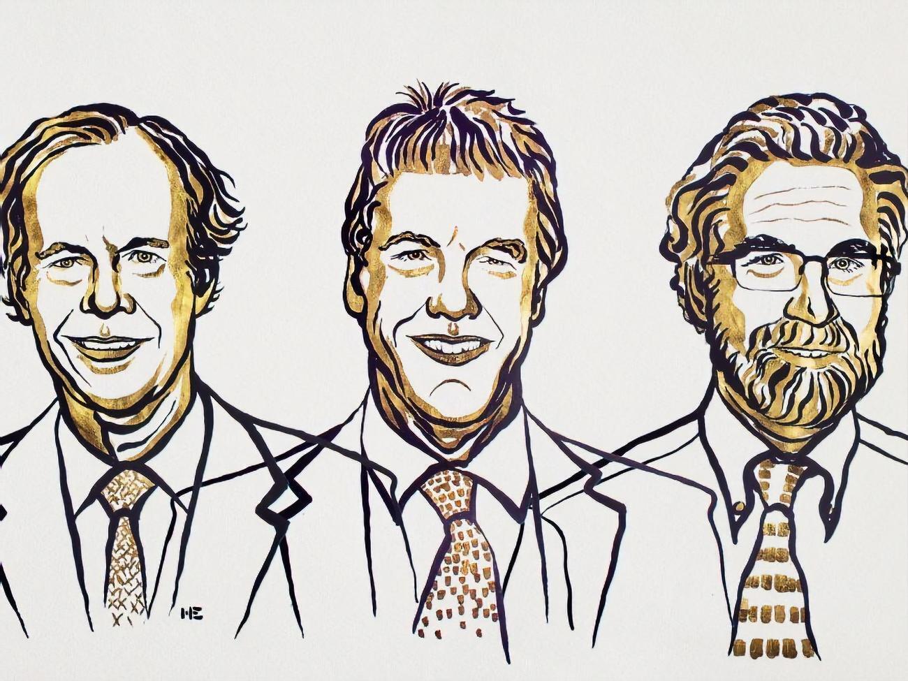 Лауреатами Нобелевской премии стали Уильям Келин (слева), Питер Рэтклифф (посередине) и&nbsp;Грегг Семенза (справа).