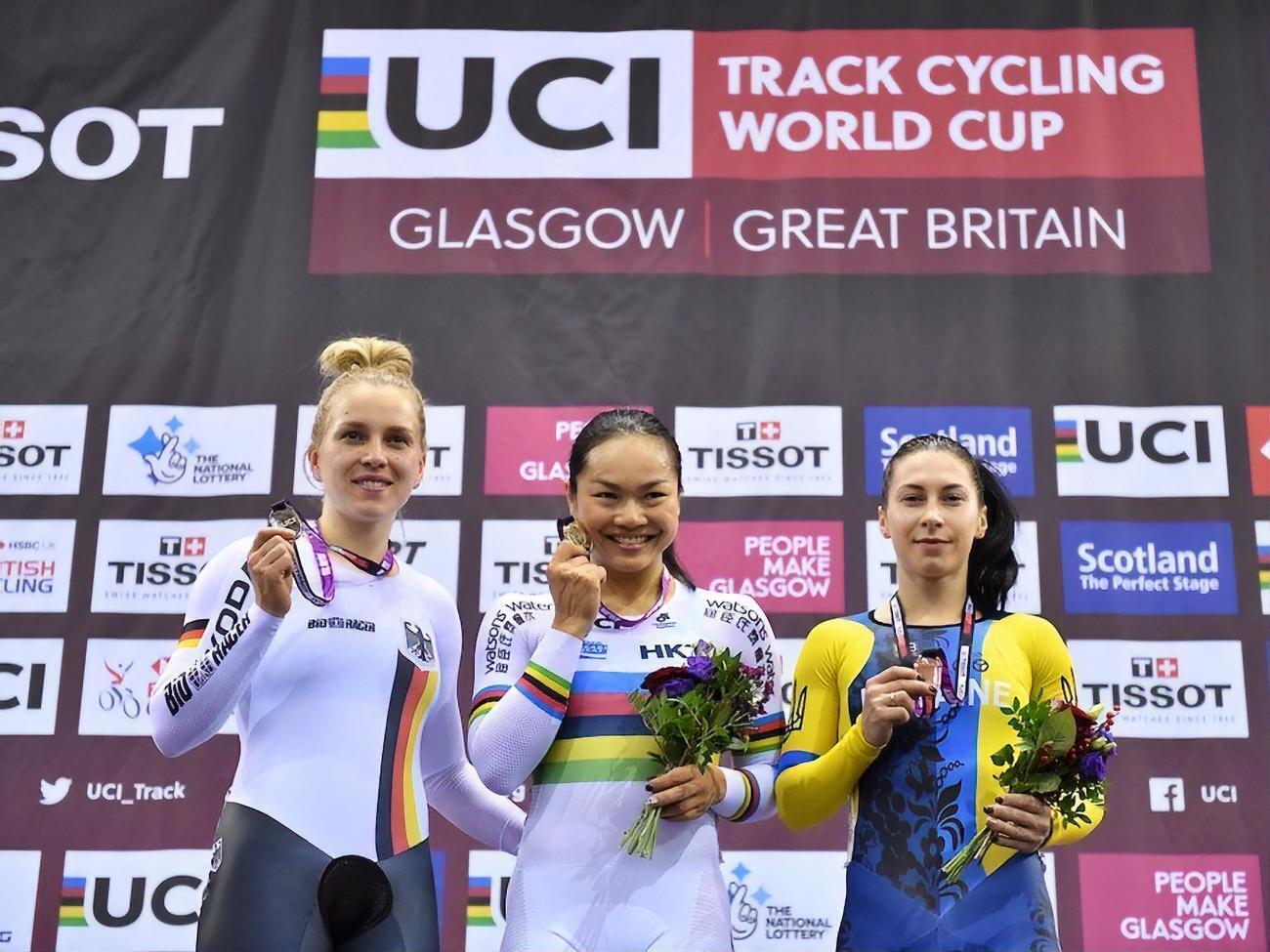 Старикова (справа), Вайси (в центре) и Хинце (слева) завоевали медали в Глазго