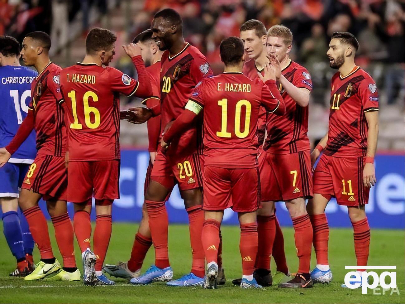Збірна Бельгії (на фото) на Євро 2020 зіграє з Росією, Данією та Уельсом чи Фінляндією