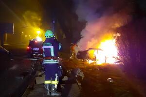 Автомобиль, попавший в ДТП, сгорел