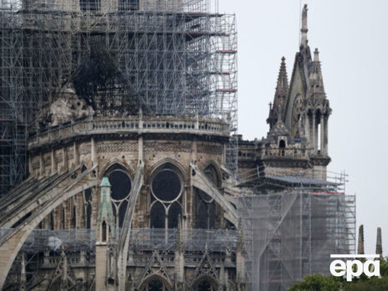 У собора Парижской Богоматери в результате пожара обрушились шпиль и крыша