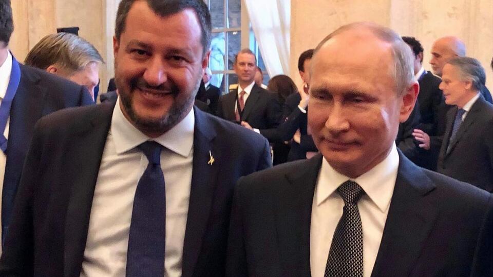 Вице-премьер Италии Маттео Сальвини и президент РФ Владимир Путин