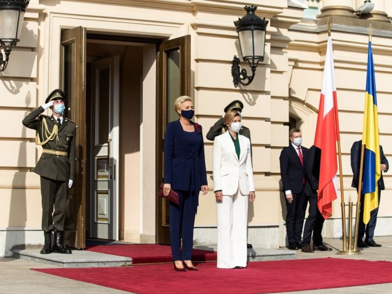 Зеленская и&nbsp;Корнгаузер-Дуда во время встречи были в брючных костюмах