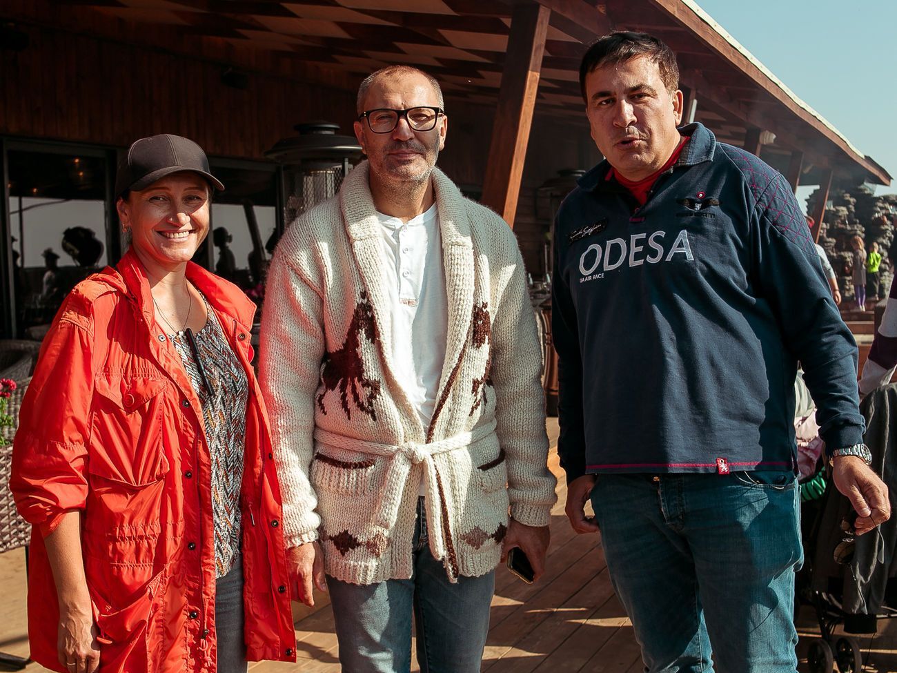 Рестораторы Инара и Андрей Заричанские с экс-президентом Грузии Михаилом Саакашвили