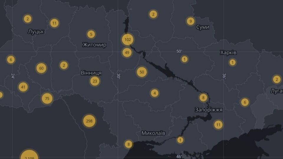 Дані на карті оновлюються