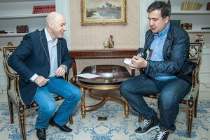 Гордон и Саакашвили во время записи интервью в 2014 году