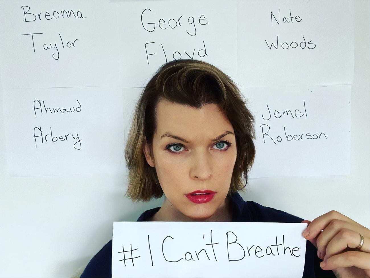 Йовович:&nbsp;Это всего лишь несколько имен из многих афроамериканцев, которые были убиты нашей так называемой системой правосудия. Это нужно остановить сейчас