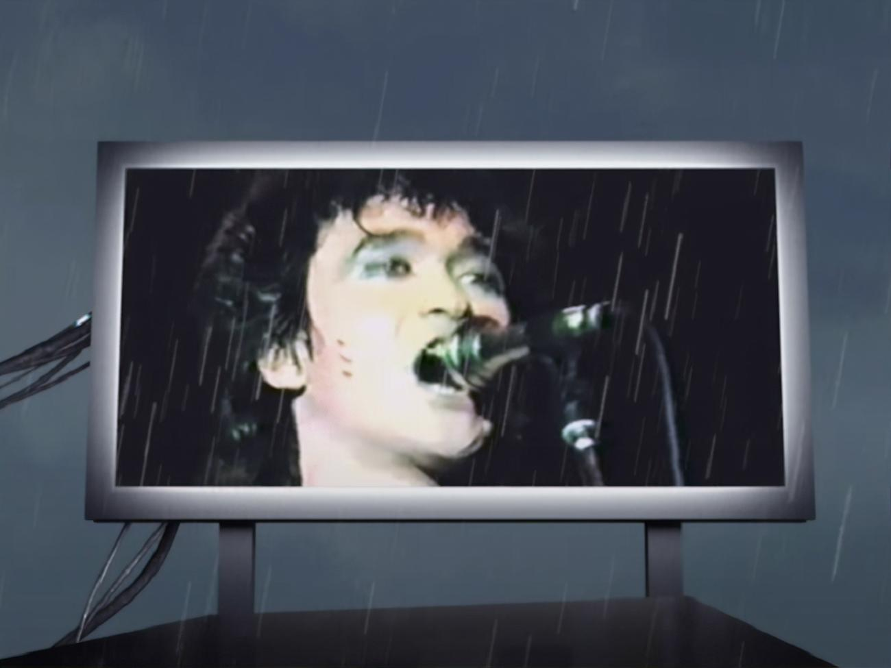 В ролике появляется монитор с голограммой Цоя