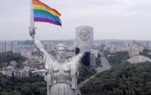 LGBT flag flies 100 m high over Kyiv