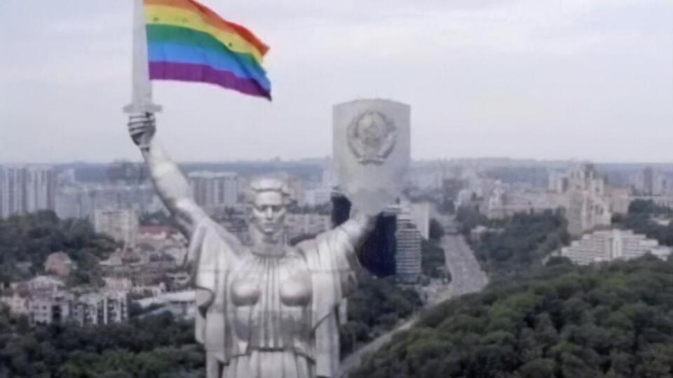 LGBT flag flies 100 m high over Kyiv