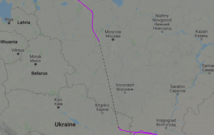 За версією Flightradar24, російський лайнер над Ростовською областю повернув у бік України