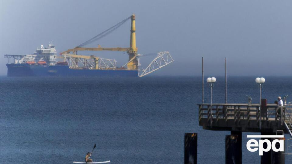 Российское судно "Академик Черский", которое может достроить газопровод, сейчас находится в немецком порту Мукран