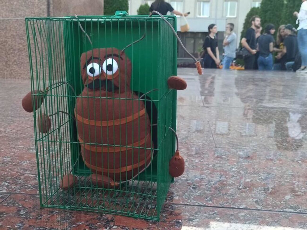 В Гродно протестующие посадили условного таракана