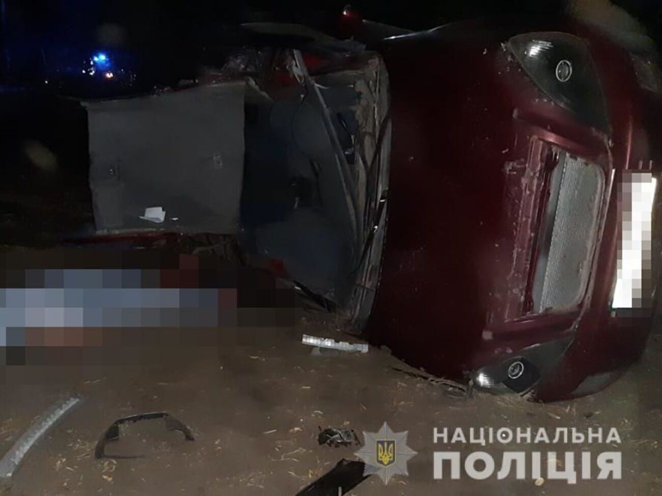 В опрокинувшейся машине было пять человек