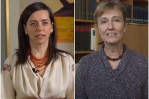 Галадза (слева) и Фельдгузен (справа) прочитали стихи Леси Украинки