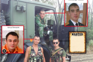 За даними ГУР Міноборони України, Басиров (зліва) і Тімаєв (у кабіні вантажівки) причетні до воєнних злочинів