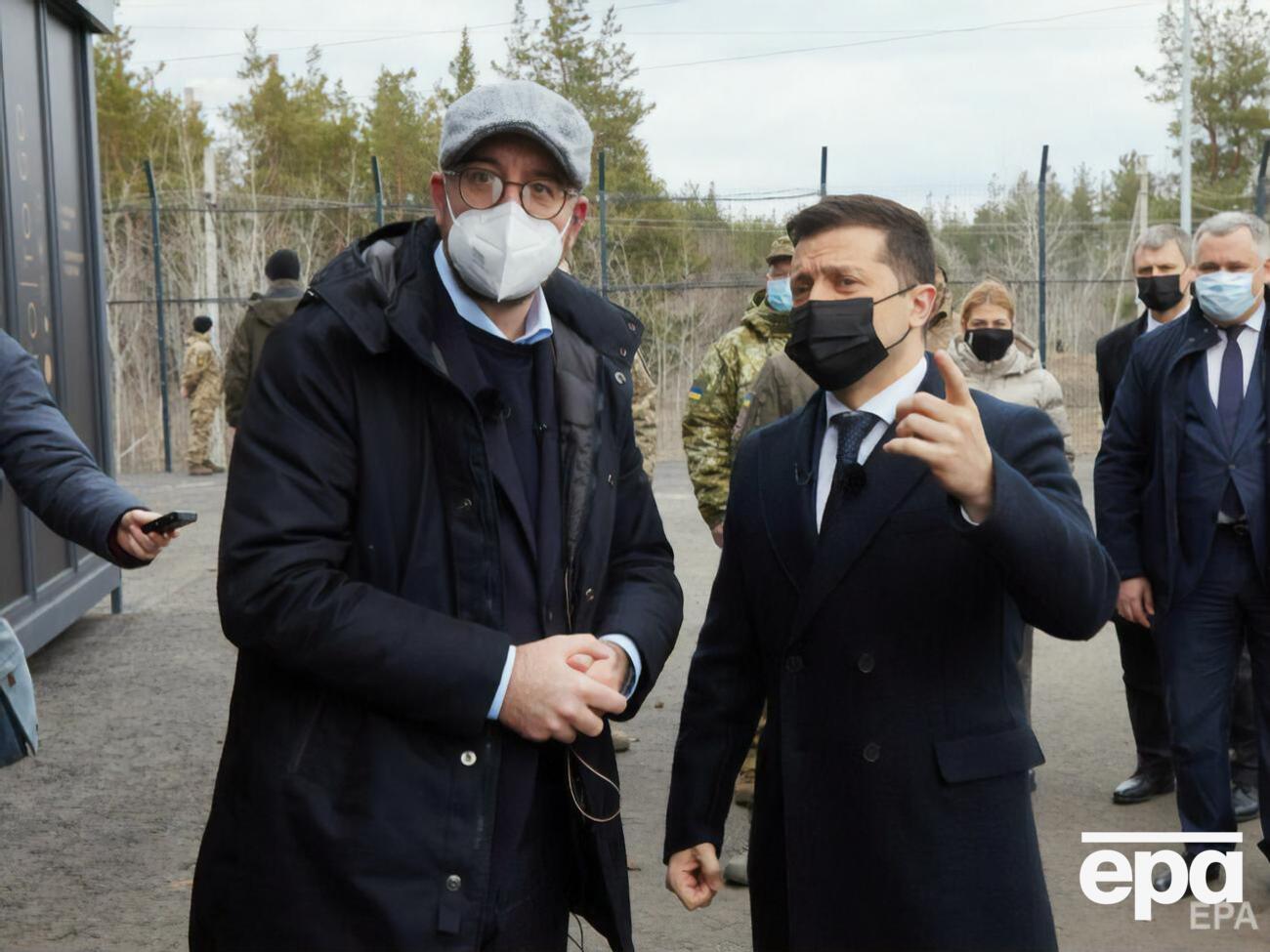 Мішель (ліворуч) на зустрічі із Зеленським назвав Росію учасником конфлікту на Донбасі