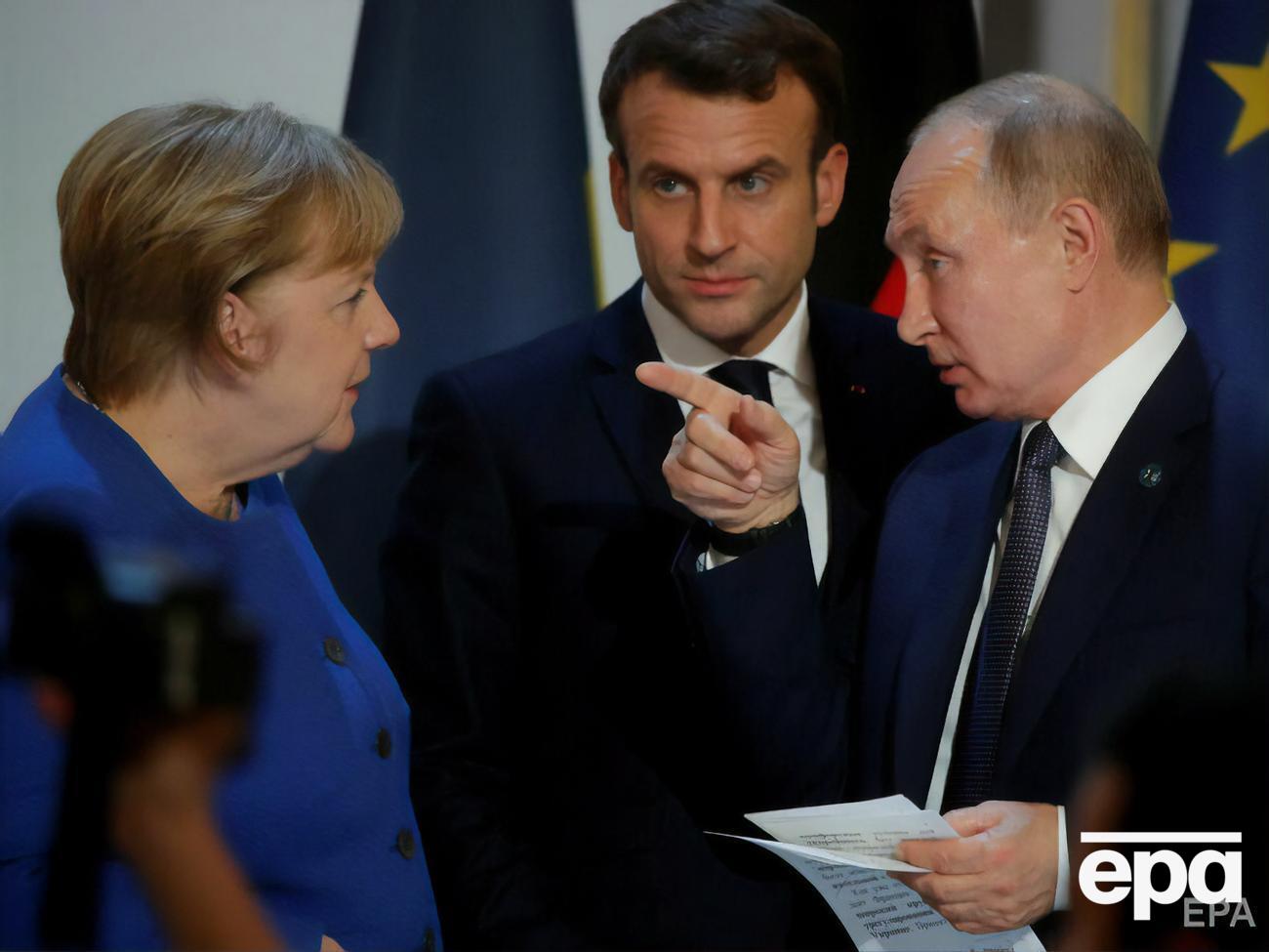 Разговор (слева направо) Меркель, Макрона и Путина анонсировали 29 марта