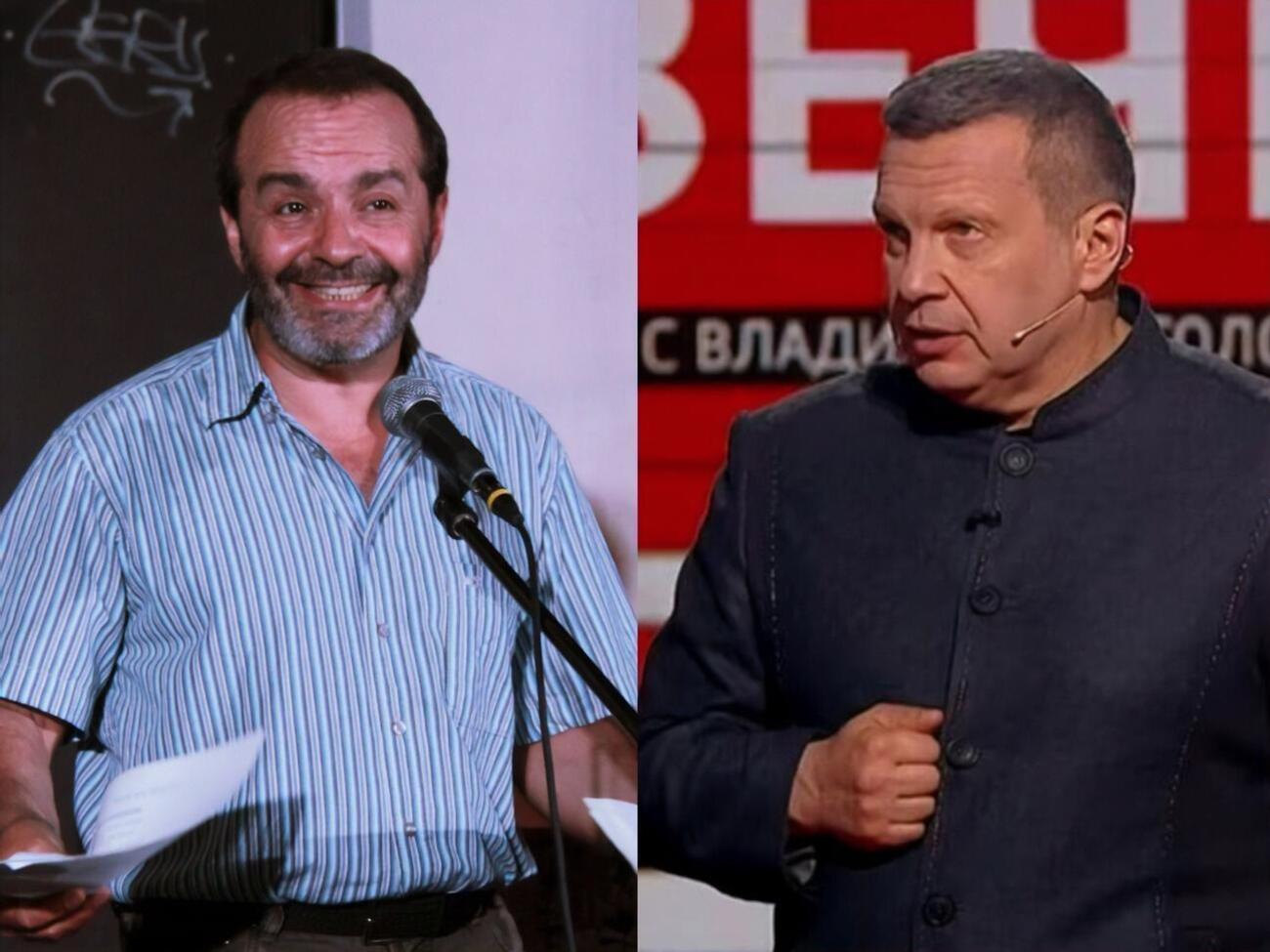 Соловьев (справа) оскорбил Шендеровича (слева) за его высказывания о вине Советского Союза во Второй мировой