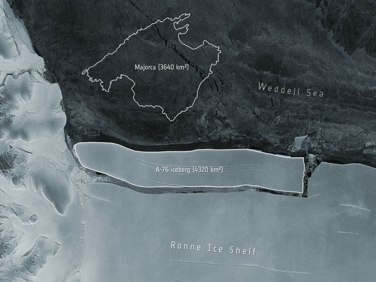 Площадь айсберга, получившего название А-76, составляет около 4320 км&sup2;