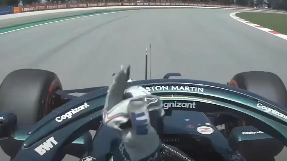 Стролл показал Мазепину средний палец во время третьей практики на Гран-при Испании