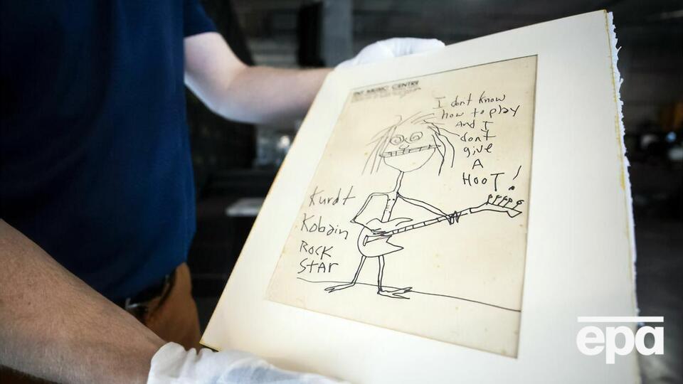 На рисунке Кобейн изобразил себя играющим на гитаре