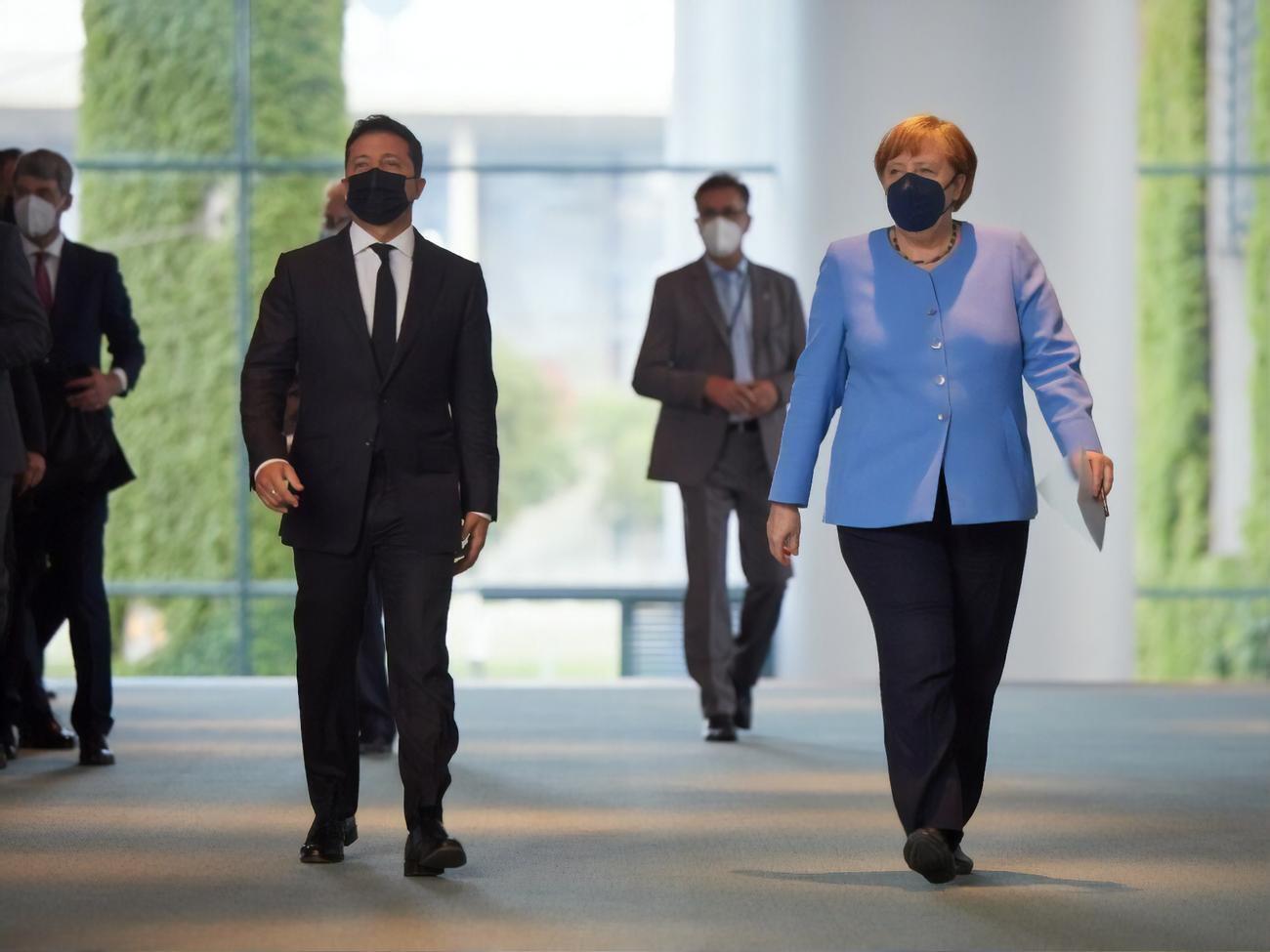 Зеленський говорив про саміт лідерів "Нормандської четвірки" під час спільного брифінгу з Меркель