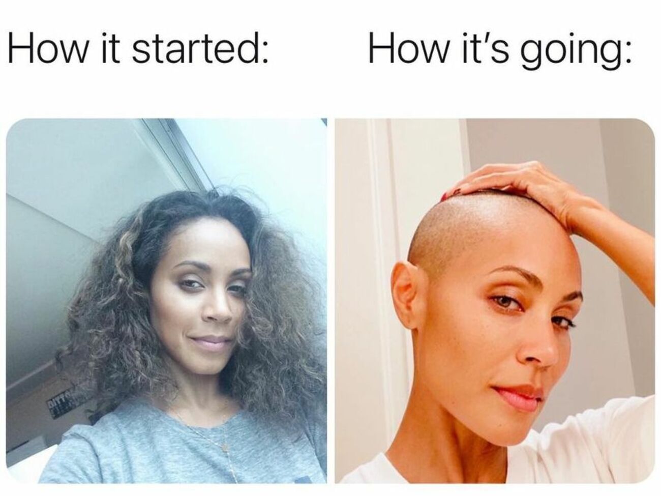 "До і після", &ndash; підписала свій знімок 49-річна Джада Пінкетт-Сміт