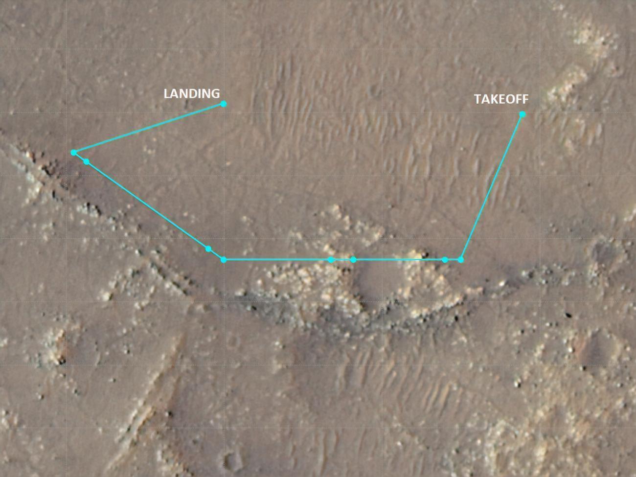 NASA опубликовало карту маршрута, преодоленного вертолетом