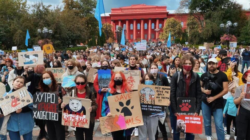 В Киеве на марш в защиту животных вышло порядка 1 тыс. человек
