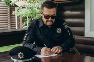 Співак Олександр Пономарьов у ролі поліцейського, оформляє протокол