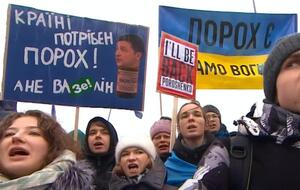 Люди встречают Порошенко под зданием аэропорта