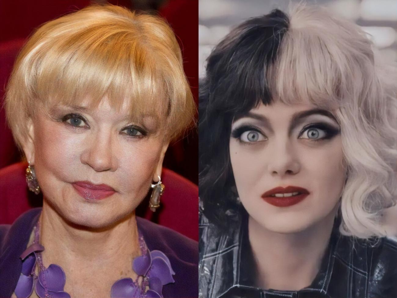 В новом имидже Алентова напомнила пользователям сети главную героиню фильма "Круэлла", которую сыграла американская актриса Эмма Стоун