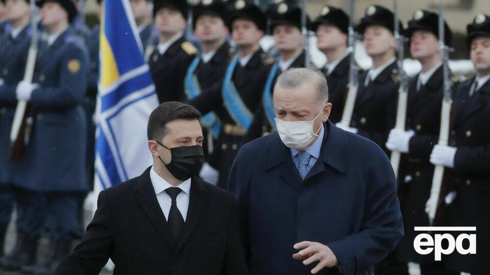 Эрдоган (справа) 3 февраля прибыл в Украину с официальным визитом