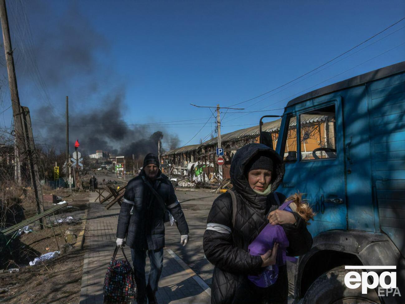 Эвакуация мирных жителей из Бучи под Киевом, 10 марта