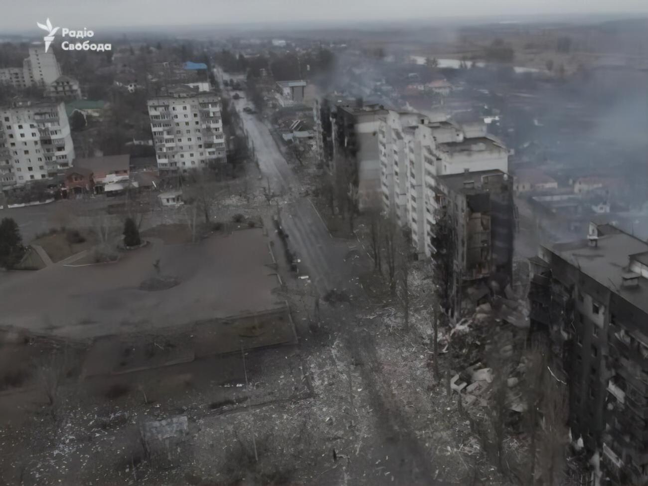 Після активних бойових дій Бородянку частково зруйновано