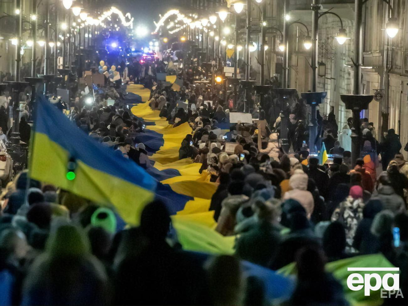 Масові акції на підтримку України відбуваються в усьому світі. На світлині &ndash; акція у польському місті Лодзь, 4 березня