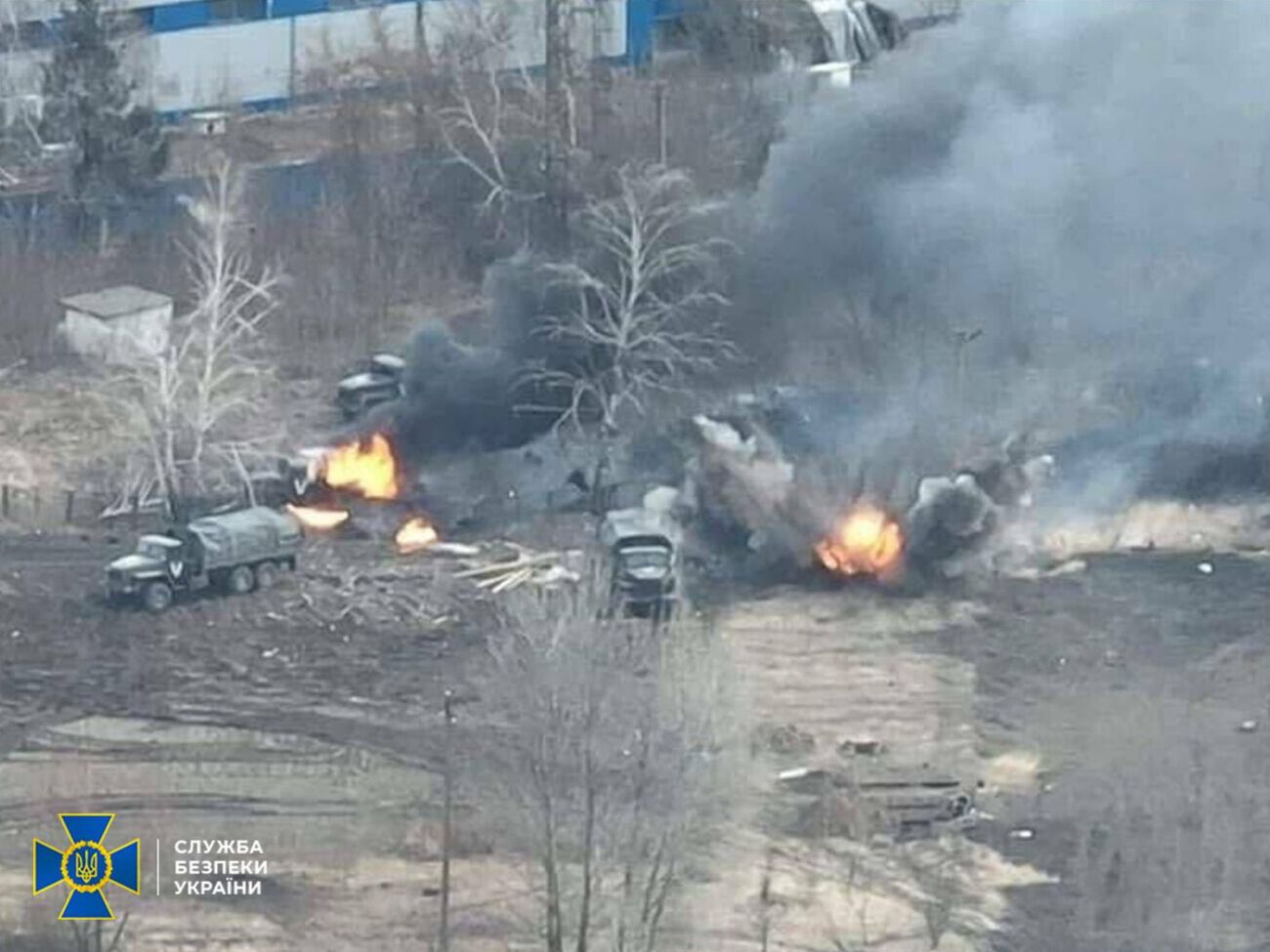 У Київській області розбили колону російських окупаційних військ