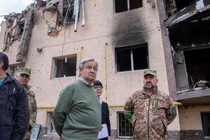 Гутерріш 28 квітня відвідав Київ і Київську область. Увечері Росія завдала по українській столиці ракетного удару