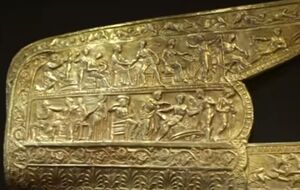 Одной из самых ценных археологических находок, обнаруженных в Мелитополе, является золотая греческо-скифская чеканка