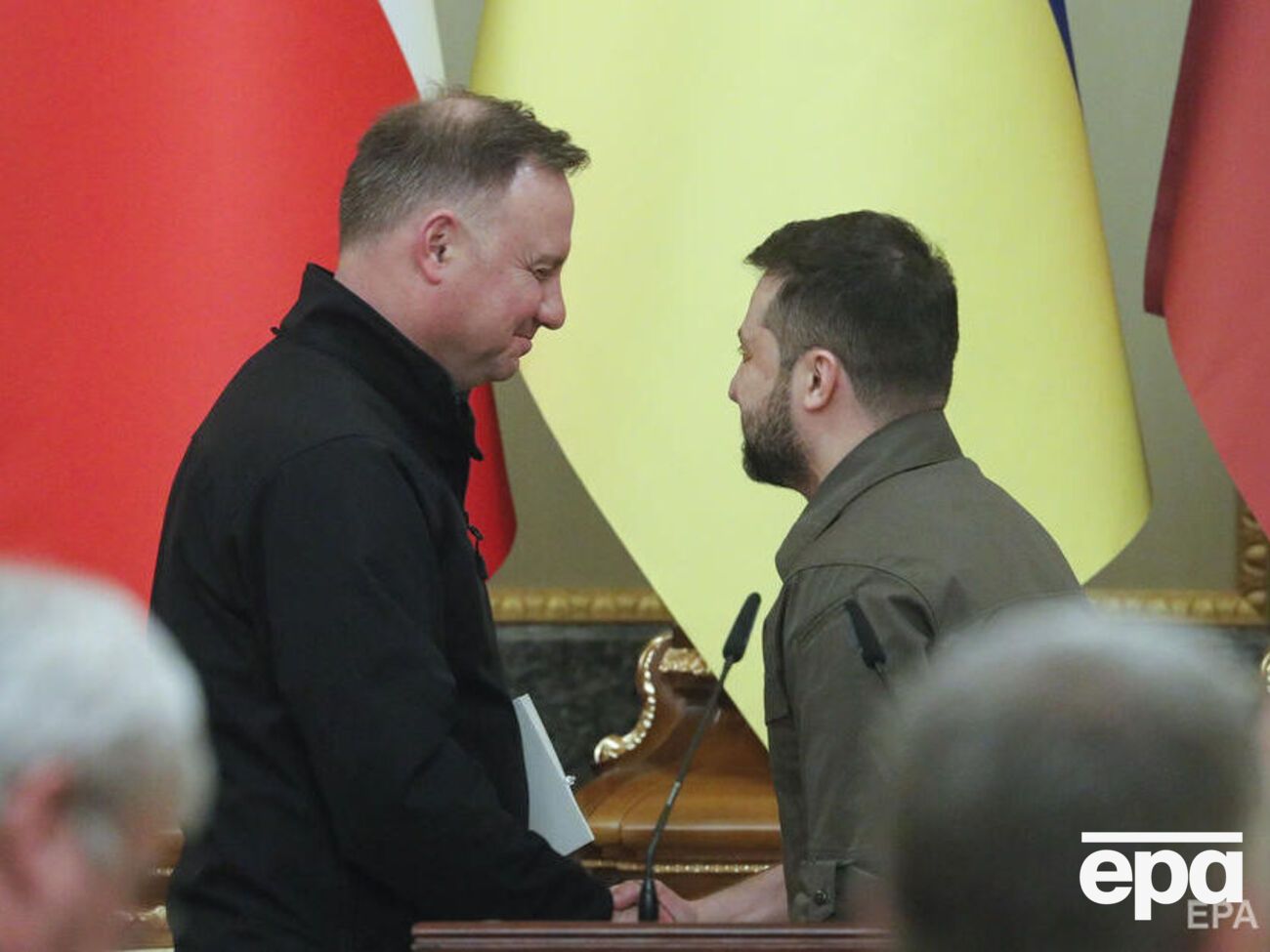 Дуда став одним із небагатьох іноземних лідерів, хто відвідав Україну після нападу Росії. На світлині &ndash; Дуда і Зеленський під час зустрічі у Києві 13 квітня